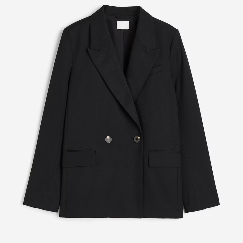 H&M Black Tailored Blazer with Notched Lapels Size S